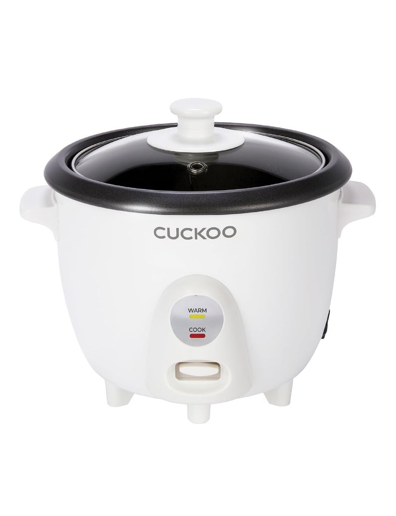 Cuckoo One Touch Rice Cooker 3-Cup (Uncooked) / 6-Cup (Cooked), Mini Rice Cooker & Warmer with Steamer Tray, Versatile Grain Cooker, Soup Maker, Auto Keep Warm, White (CR-0301C) - Image 1